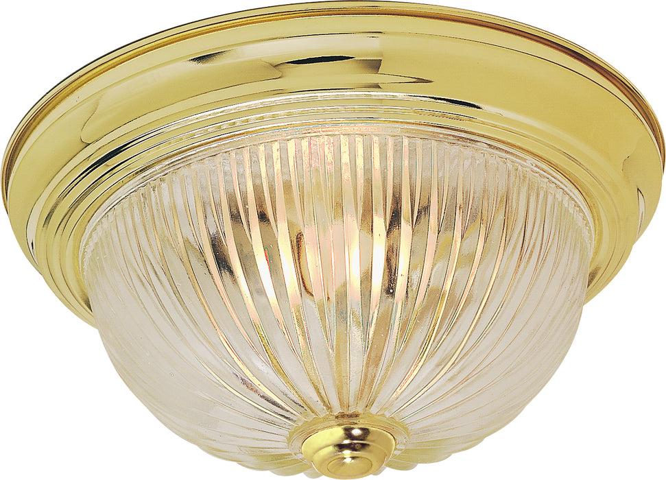 SATCO/NUVO 2 Light-13 Inch Flush Mount Clear Ribbed Glass (SF76-092)