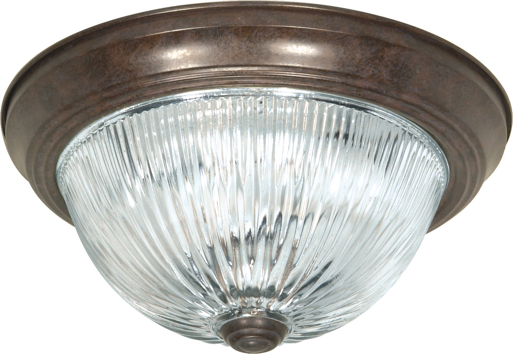 SATCO/NUVO 2 Light-13 Inch Flush Mount Clear Ribbed Glass (SF76-607)