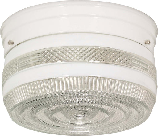 SATCO/NUVO 2-Light 8 Inch Flush Mount Medium Crystal / White Drum (SF77-098)