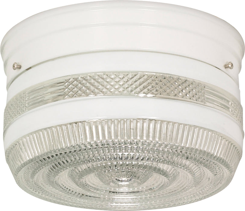 SATCO/NUVO 2-Light 8 Inch Flush Mount Medium Crystal / White Drum (SF77-098)