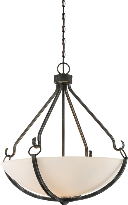 SATCO/NUVO 4-Light Sherwood Pendant Iron Black With Brushed Nickel Accents Finish Frosted Etched Glass (60-6125)