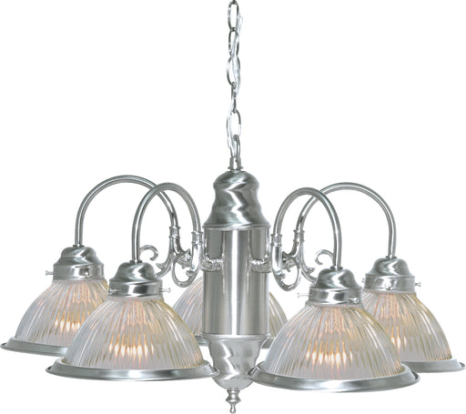 SATCO/NUVO 5 Light-22 Inch-Chandelier With Clear Ribbed Shades (SF76-444)