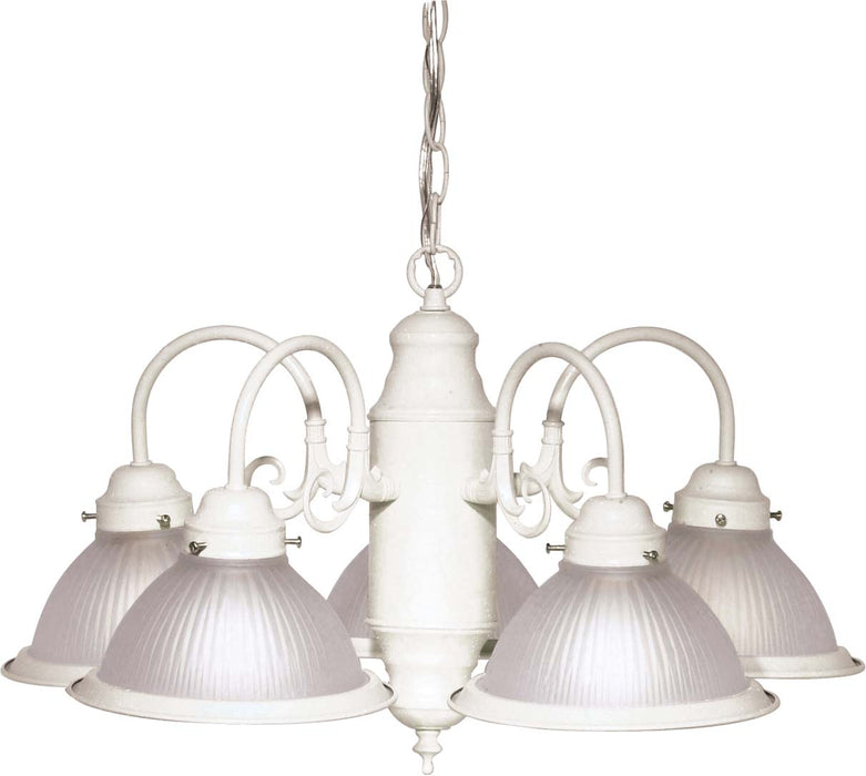 SATCO/NUVO 5-Light 22 Inch Chandelier With Frosted Ribbed Shades (SF76-693)