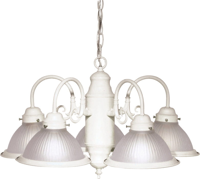 SATCO/NUVO 5-Light 22 Inch Chandelier With Frosted Ribbed Shades (SF76-693)