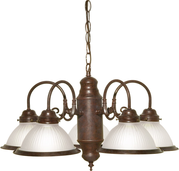 SATCO/NUVO 5-Light 22 Inch Chandelier With Frosted Ribbed Shades (SF76-694)