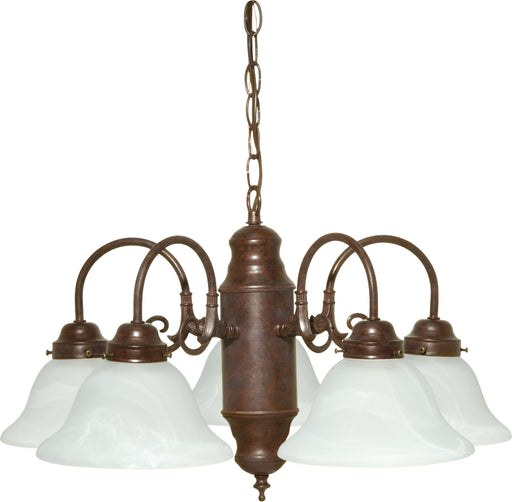 SATCO/NUVO 5-Light Chandelier Old Bronze/Alabaster Glass (60-1291)