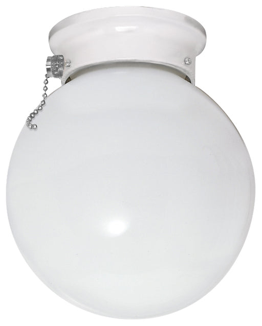 SATCO/NUVO 1-Light 6 Inch Ceiling Fixture White Ball With Pull Chain Switch (60-712)