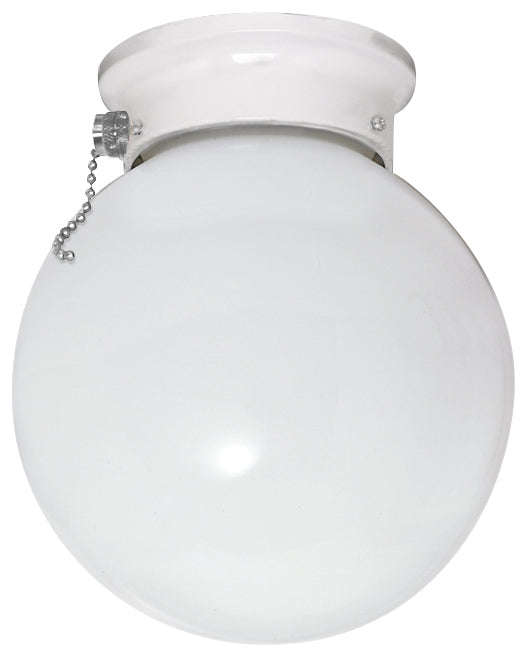 SATCO/NUVO 1-Light 6 Inch Ceiling Fixture White Ball With Pull Chain Switch (60-712)