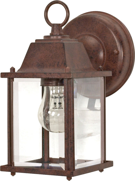 SATCO/NUVO 1-Light 8-5/8 Inch Wall Lantern Cube Lantern With Clear Beveled Glass Color Retail Packaging (60-3464)