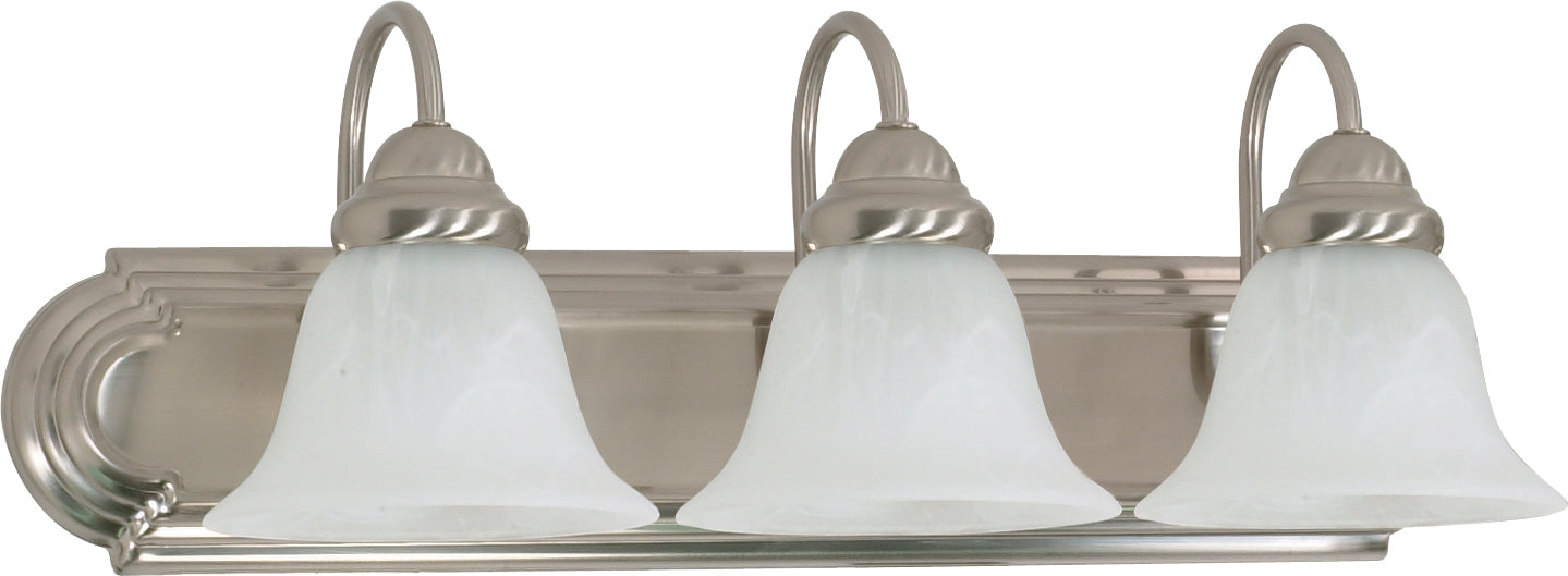 SATCO/NUVO Ballerina 3-Light 24 Inch Vanity With Alabaster Glass Bell Shades Color Retail Packaging (60-6075)