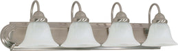 SATCO/NUVO Ballerina 4-Light 30 Inch Vanity With Alabaster Glass Bell Shades (60-322)
