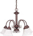 SATCO/NUVO Ballerina 5-Light 24 Inch Chandelier With Alabaster Glass Bell Shades (60-183)