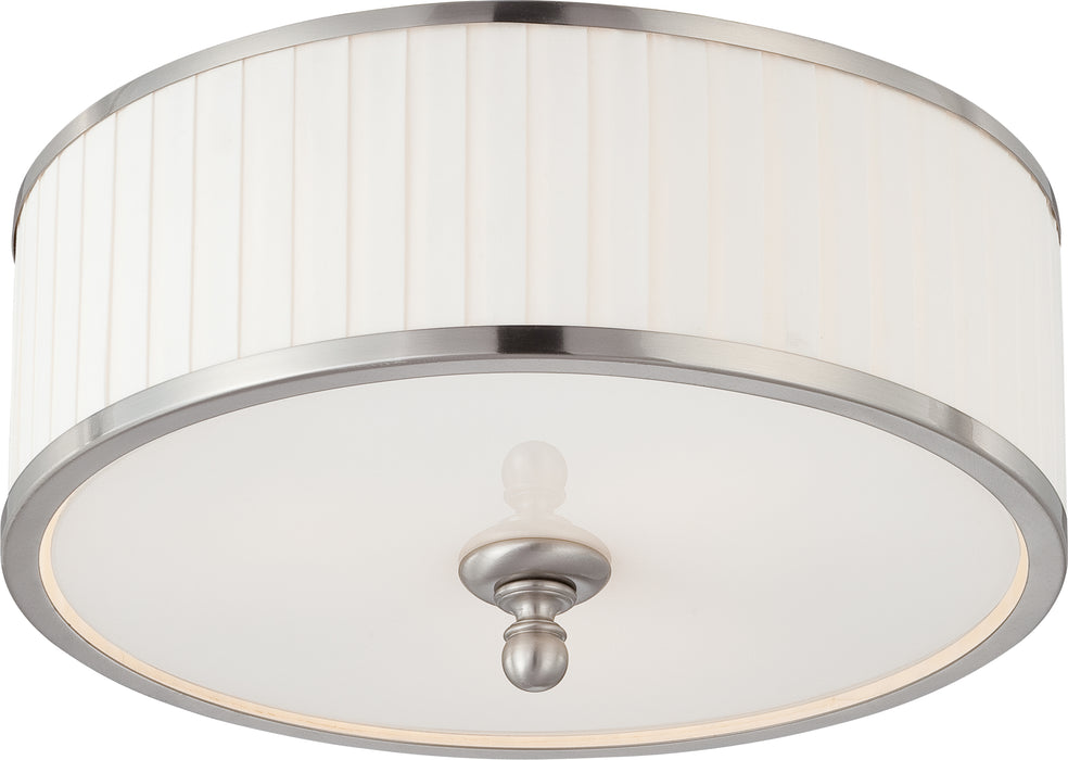 SATCO/NUVO Candice 3-Light Flush Dome Fixture With Pleated White Shade (60-4741)