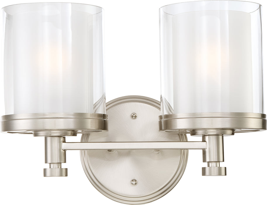 SATCO/NUVO Decker 2-Light Vanity Fixture With Clear And Frosted Glass (60-4642)