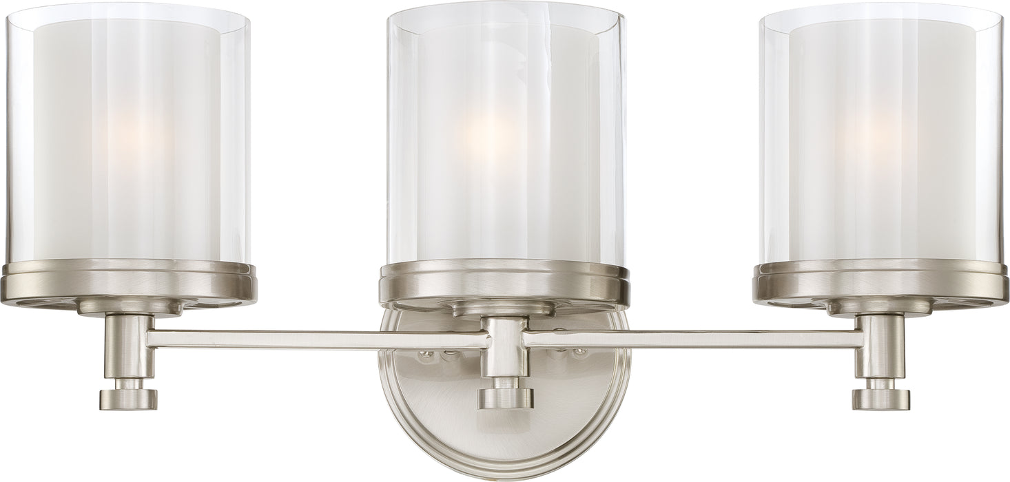 SATCO/NUVO Decker 3-Light Vanity Fixture With Clear And Frosted Glass (60-4643)
