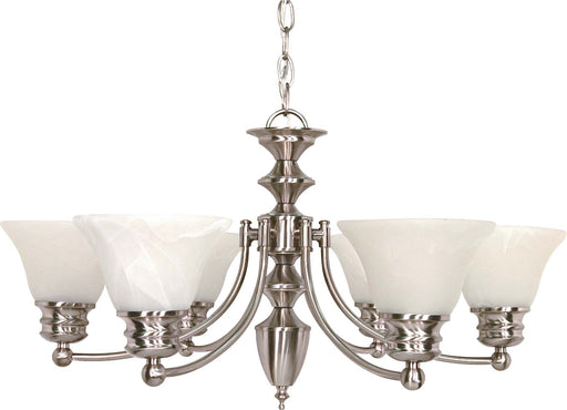 SATCO/NUVO Empire 6-Light 26 Inch Chandelier With Alabaster Glass Bell Shades (60-356)