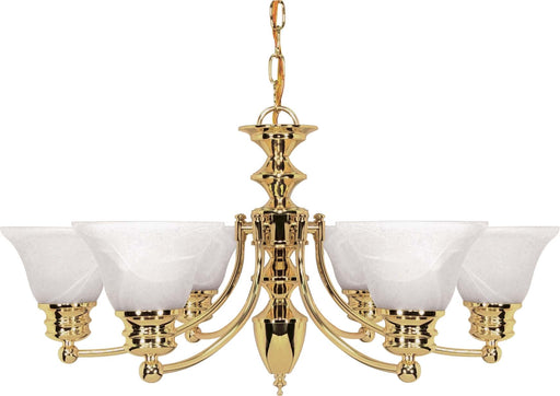 SATCO/NUVO Empire 6-Light 26 Inch Chandelier With Alabaster Glass Bell Shades (60-357)