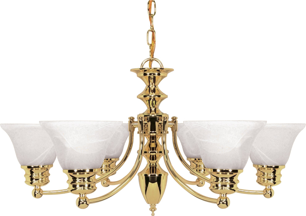 SATCO/NUVO Empire 6-Light 26 Inch Chandelier With Alabaster Glass Bell Shades (60-357)