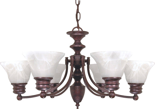 SATCO/NUVO Empire 6-Light 26 Inch Chandelier With Alabaster Glass Bell Shades (60-358)