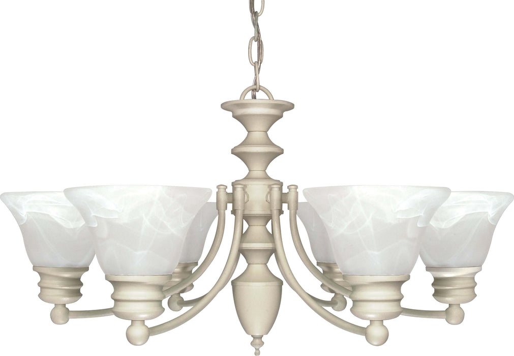 SATCO/NUVO Empire 6-Light 26 Inch Chandelier With Alabaster Glass Bell Shades (60-359)