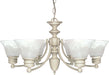 SATCO/NUVO Empire 6-Light 26 Inch Chandelier With Alabaster Glass Bell Shades (60-359)