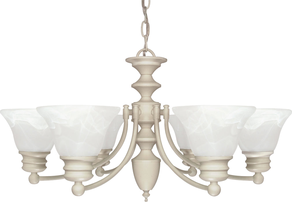 SATCO/NUVO Empire 6-Light 26 Inch Chandelier With Alabaster Glass Bell Shades (60-359)