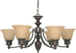 SATCO/NUVO Empire 6-Light 26 Inch Chandelier With Champagne Linen Washed Glass (60-1274)