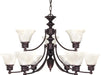 SATCO/NUVO Empire 9-Light 32 Inch Chandelier With Alabaster Glass Bell Shades 2 Tier (60-362)