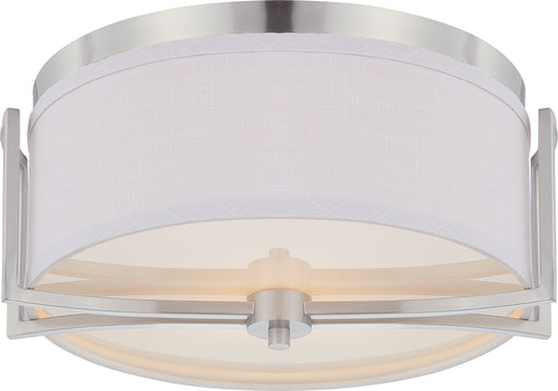 SATCO/NUVO Gemini 2-Light Flush Dome Fixture With Slate Gray Fabric Shade (60-4761)