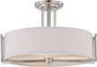 SATCO/NUVO Gemini 3-Light Semi-Flush Fixture With Slate Gray Fabric Shade (60-4758)