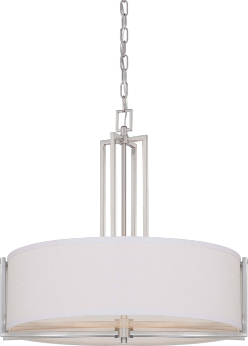 SATCO/NUVO Gemini 4-Light Pendant With Slate Gray Fabric Shade (60-4756)