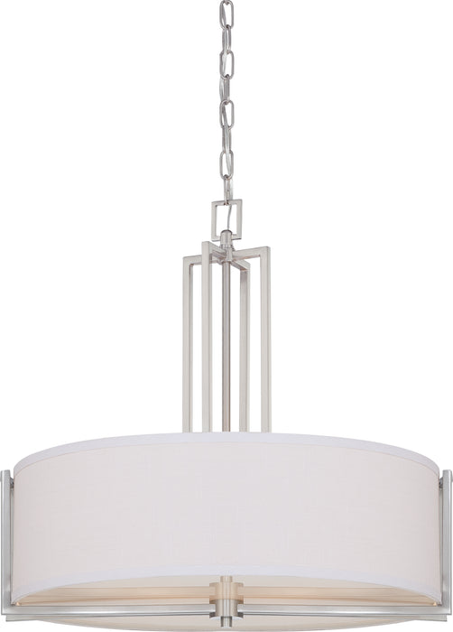 SATCO/NUVO Gemini 4-Light Pendant With Slate Gray Fabric Shade (60-4756)