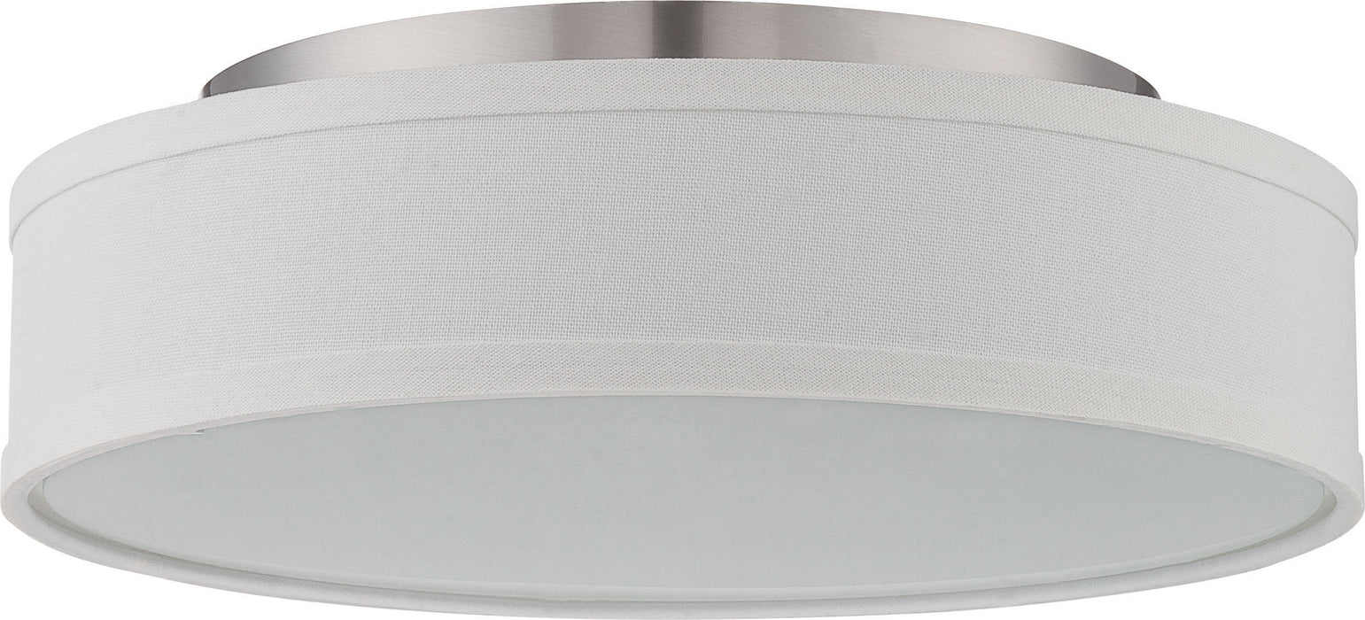 SATCO/NUVO Heather LED Flush Fixture With White Linen Shade (62-524)
