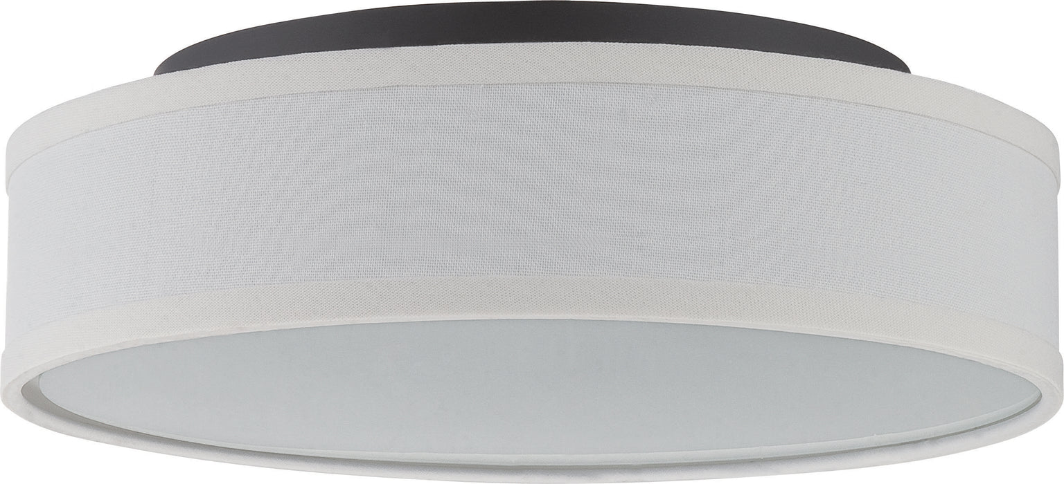 SATCO/NUVO Heather LED Flush Fixture With White Linen Shade (62-525)