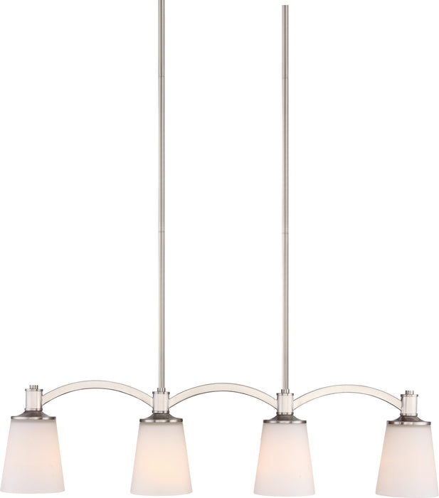 SATCO/NUVO Laguna 4-Light Island Pendant Brushed Nickel With White Glass (60-5875)