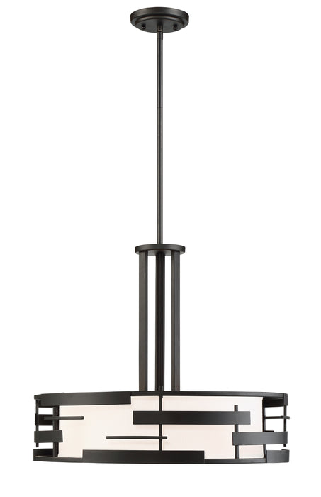 SATCO/NUVO Lansing 3-Light Pendant With White Fabric Shade And Opal Diffuser (60-6435)