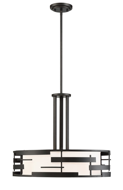 SATCO/NUVO Lansing 3-Light Pendant With White Fabric Shade And Opal Diffuser (60-6435)