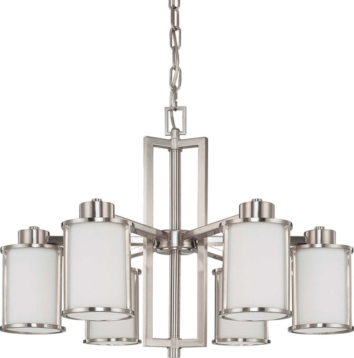 SATCO/NUVO Odeon 6-Light Convertible Up/Down Chandelier With Satin White Glass (60-2853)