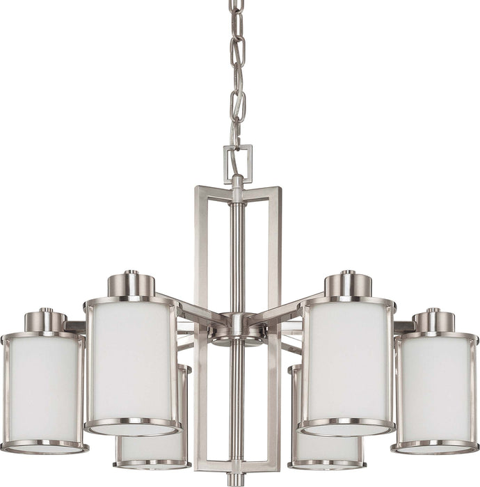 SATCO/NUVO Odeon 6-Light Convertible Up/Down Chandelier With Satin White Glass (60-2853)
