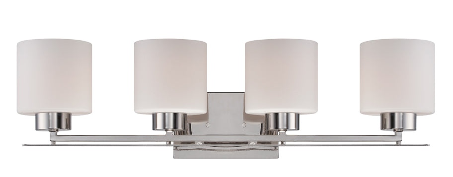 SATCO/NUVO Parallel 4-Light Vanity Fixture With Etched Opal Glass (60-5204)