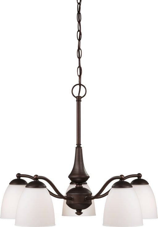 SATCO/NUVO Patton 5-Light Chandelier Arms Down With Frosted Glass (60-5143)