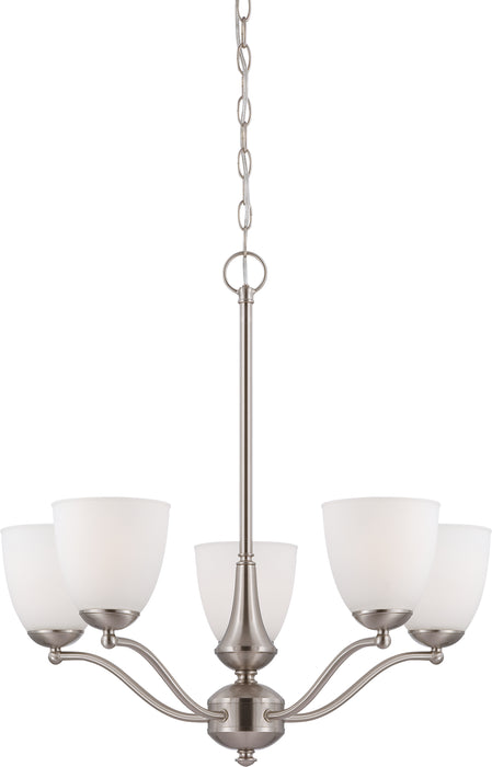 SATCO/NUVO Patton 5-Light Chandelier Arms Up With Frosted Glass (60-5035)