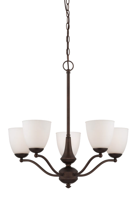 SATCO/NUVO Patton 5-Light Chandelier Arms Up With Frosted Glass (60-5135)