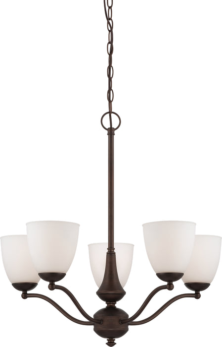 SATCO/NUVO Patton 5-Light Chandelier Arms Up With Frosted Glass (60-5135)