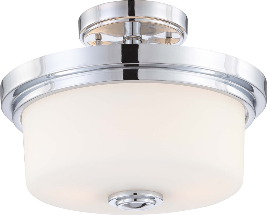 SATCO/NUVO Soho 2-Light Semi-Flush Fixture With Satin White Glass (60-4593)