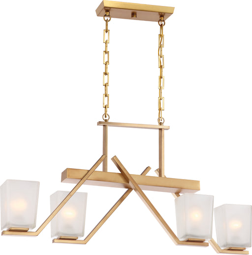 SATCO/NUVO Timone 4-Light Trestle With Etched Sandstone Glass Vintage Brass Finish (60-5083)