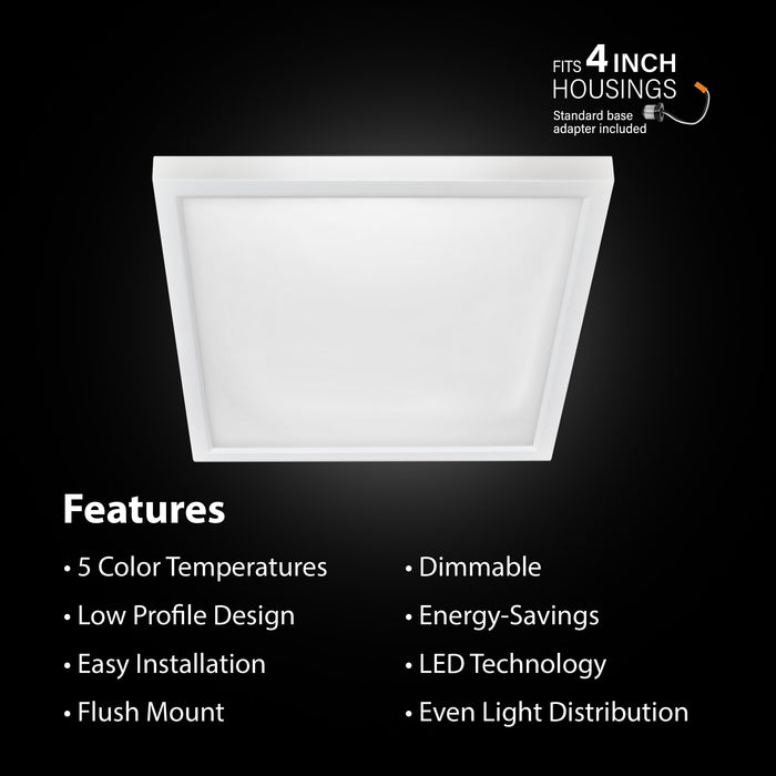 Feit Electric 5 Inch 7.2W [50W Equivalent] CCT Selectable 3000K/3500K/4000K/5000K/6500K White Square Flat Panel Ceiling Downlight (74204/6WYCA)