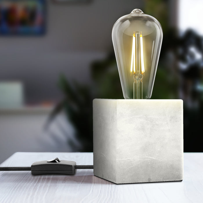 Feit Electric 3.5 Inch Cube Vintage Industrial Style Table Lamp Base With Clear ST19 Bulb 5.5W Vintage LED (CUBE1/ST19/CA)