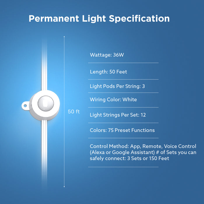 Feit Electric 50 Foot Smart Chasing Permanent Lights (SL50-36/RGB/AG)