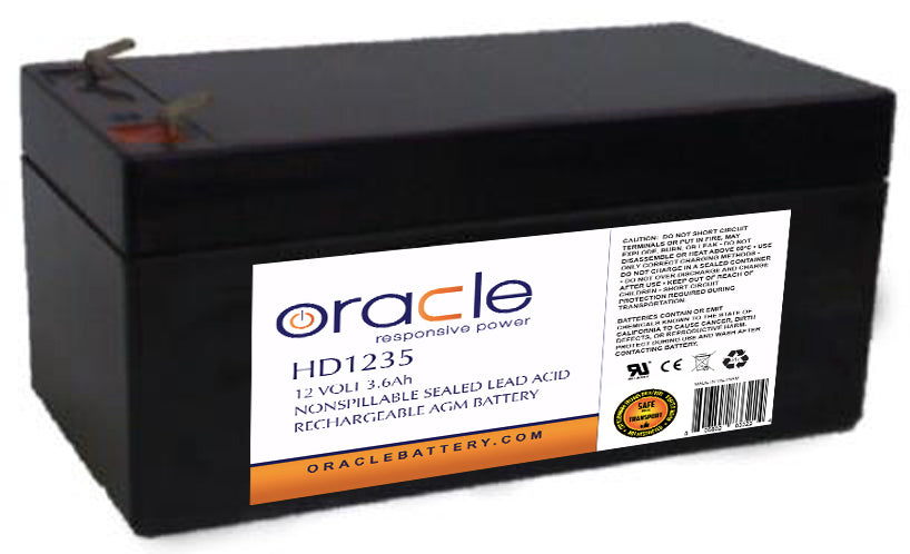 Oracle 12V 3.6Ah Sealed Lead Acid AGM Battery Heavy Duty Multi-Purpose Series (HD1235)